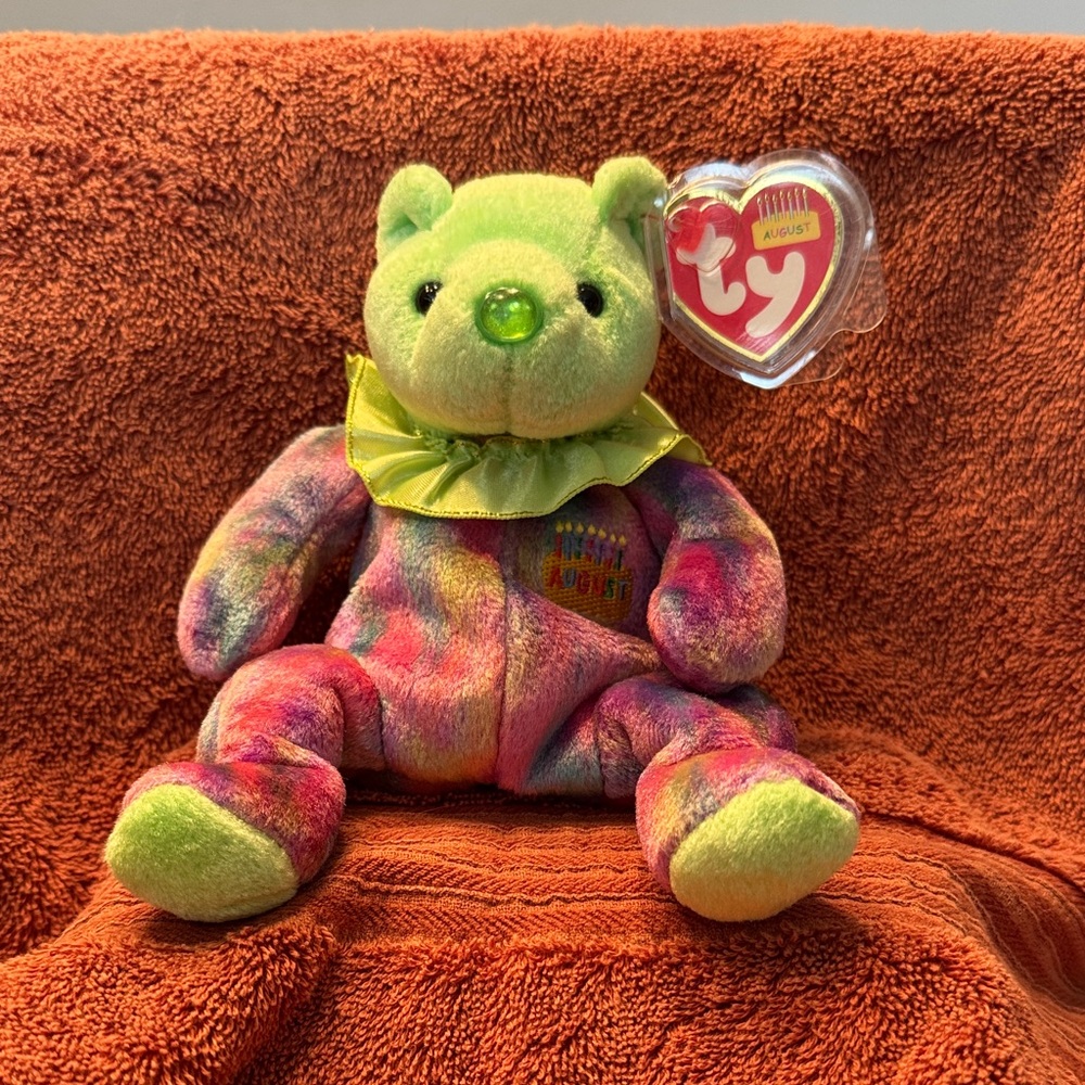 Ty Beanie Babies - August the Birthday Bear - plush toy w/tags